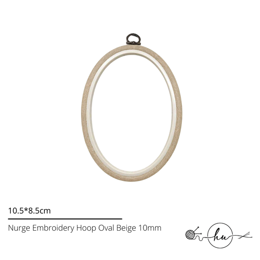 Nurge Embroidery Hoop Oval Plastic Beige 10mm