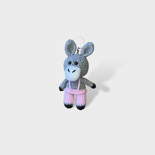 Handmade Amigurumi Keychain Donkey 12 cm Pink