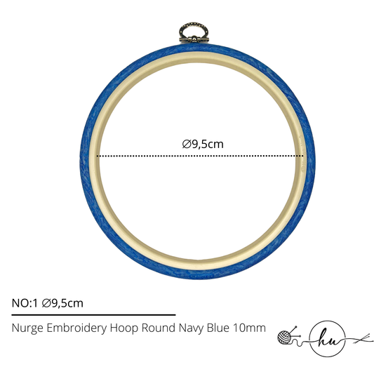 Nurge Embroidery Hoop Round Plastic Navy Blue 10mm