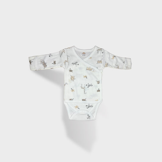 Newborn Series Baby Organic Footed Pajama Set  - White & Animals