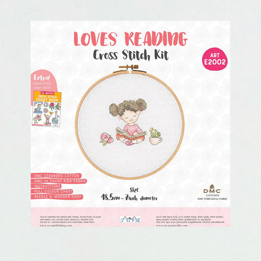 Tuva Cross Stitch Kit, Loves Reading- E2002